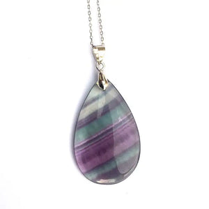 Natural Rainbow Fluorite pendant sterling silver Necklace Wedding Gift