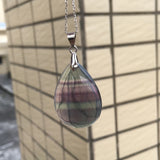 Natural Rainbow Fluorite pendant sterling silver Necklace Wedding Gift