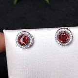 CSJ Garnet Earrings 925 Silver 5/6mm Gemstone Women Wedding Jewelry