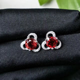 CSJ Garnet Earrings 925 Silver 5/6mm Gemstone Women Wedding Jewelry