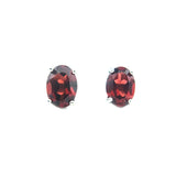 925 Silver Natural Garnet Stud Earrings Oval 4*6mm for Women