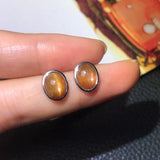 CSJ Sunstone Earrings Sterling Silver 925 Chatoyant Gemstone 6*8mm