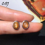 CSJ Sunstone Earrings Sterling Silver 925 Chatoyant Gemstone 6*8mm