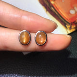 CSJ Sunstone Earrings Sterling Silver 925 Chatoyant Gemstone 6*8mm