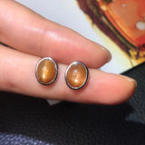 CSJ Sunstone Earrings Sterling Silver 925 Chatoyant Gemstone 6*8mm