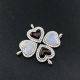 Natural Agate Pendant Sterling 925 Silver Heart Necklace for Women