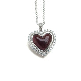 Natural Agate Pendant Sterling 925 Silver Heart Necklace for Women