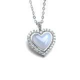 Natural Agate Pendant Sterling 925 Silver Heart Necklace for Women