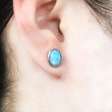 Sterling Silver Larimar Earrings High Quality Natural Stone