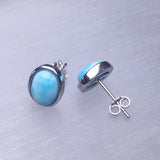 Sterling Silver Larimar Earrings High Quality Natural Stone