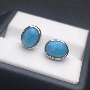 Sterling Silver Larimar Earrings High Quality Natural Stone