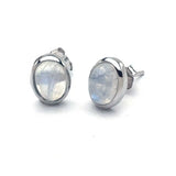 Vintage Natural Moonstone Stud Earrings 925 Sterling Silver