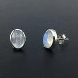 Vintage Natural Moonstone Stud Earrings 925 Sterling Silver