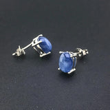 Natural Kyanite Stud Earrings 925 Silver Oval 6*8mm