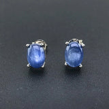 Natural Kyanite Stud Earrings 925 Silver Oval 6*8mm