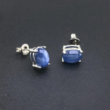 Natural Kyanite Stud Earrings 925 Silver Oval 6*8mm