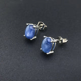 Natural Kyanite Stud Earrings 925 Silver Oval 6*8mm