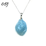 CSJ Raw Tourmaline Pendant Gemstone Fine Jewelry Necklace for Women