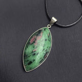 Natural Red Green Gemstone Pandent Ruby Emerald Polished Necklace Pendant