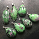 Natural Red Green Gemstone Pandent Ruby Emerald Polished Necklace Pendant