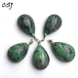 Natural Red Green Gemstone Pandent Ruby Emerald Polished Necklace Pendant