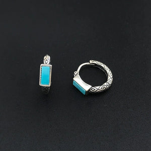 Natural Turquoise Hoop Earrings Sterling 925 Silver Gemstone 3*6mm