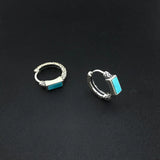 Natural Turquoise Hoop Earrings Sterling 925 Silver Gemstone 3*6mm