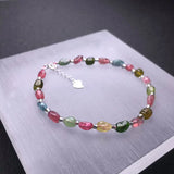 Natural Multicolour Tourmaline Bracelet Sterling 925 Silver Jewelry