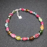 Natural Multicolour Tourmaline Bracelet Sterling 925 Silver Jewelry