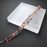 Natural Multicolour Tourmaline Bracelet Sterling 925 Silver Jewelry