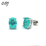 CSJ Paraiba Tourmaline Earrings 925 Sterling Silver for Women