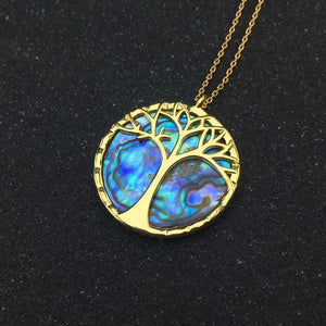 CSJ Abalone Shell Tree of Life Necklace for Women