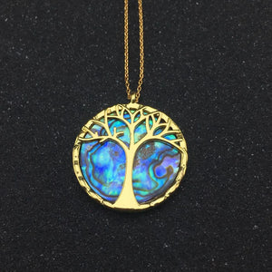 CSJ Abalone Shell Tree of Life Necklace for Women