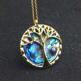 CSJ Abalone Shell Tree of Life Necklace for Women