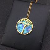 CSJ Abalone Shell Tree of Life Necklace for Women