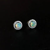 CSJ Opal Stud Earrings 925 Sterling Silver 5mm Jewelry Women Wedding Party