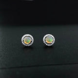 CSJ Opal Stud Earrings 925 Sterling Silver 5mm Jewelry Women Wedding Party