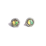 CSJ Opal Stud Earrings 925 Sterling Silver 5mm Jewelry Women Wedding Party