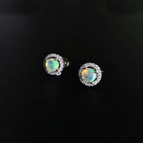 CSJ Opal Stud Earrings 925 Sterling Silver 5mm Jewelry Women Wedding Party