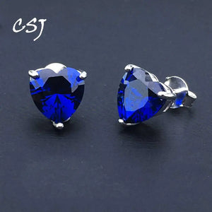 CSJ Sapphire Stud Earring Sterling Silver Zultanite Fine Jewelry Women