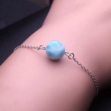 Sterling Silver Larimar Bracelet High Bangle for Women
