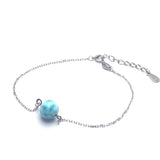 Sterling Silver Larimar Bracelet High Bangle for Women