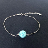 Sterling Silver Larimar Bracelet High Bangle for Women