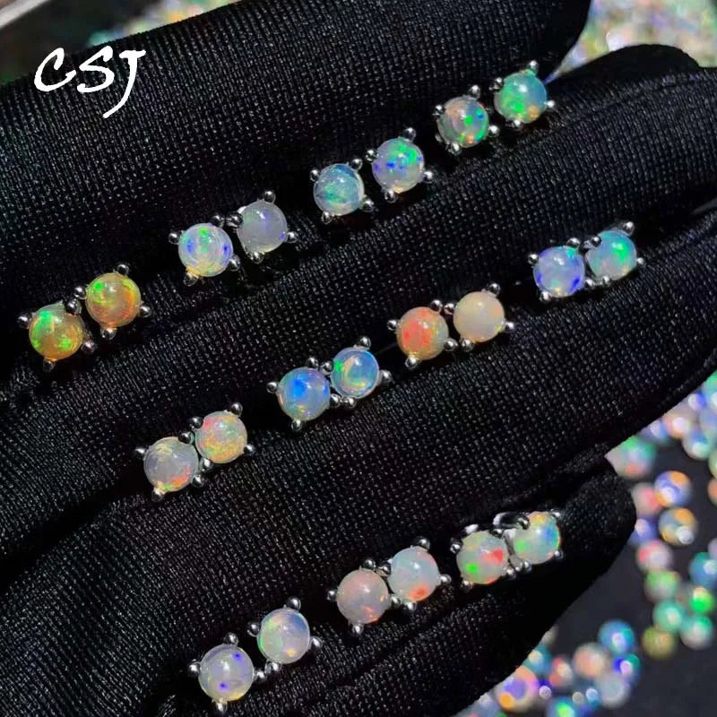 Ethiopia Opal Earrings 925 Sterling Silver 4mm Jewelry Women Wedding Party