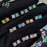 Ethiopia Opal Earrings 925 Sterling Silver 4mm Jewelry Women Wedding Party