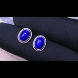Lapis Lazuli Stud Earrings 925 Sterling Silver 5*7mm Women's Jewelry Gift