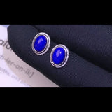 Lapis Lazuli Stud Earrings 925 Sterling Silver 5*7mm Women's Jewelry Gift