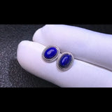 Lapis Lazuli Stud Earrings 925 Sterling Silver 5*7mm Women's Jewelry Gift