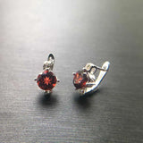 Natural Red Garnet Earrings in 925 Sterling Silver for Women