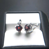 Natural Red Garnet Earrings in 925 Sterling Silver for Women